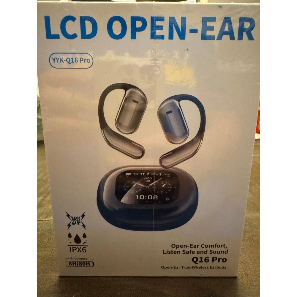 YYK-Q16 Pro LCD Open-Ear Comfort True Wireless Earbuds, Gray 80H Playback-IPX6